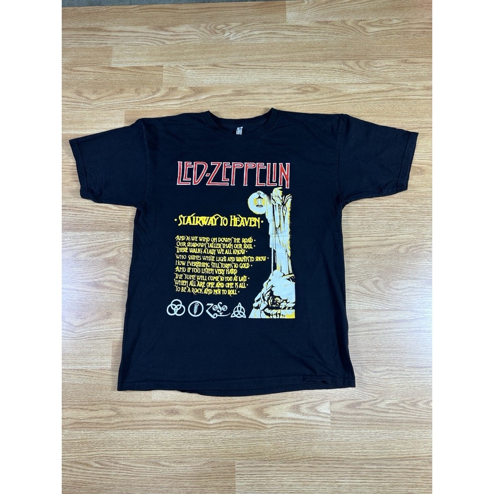 Led Zeppelin Black 'Stairway To Heaven' Graphic T-Shirt Size Large